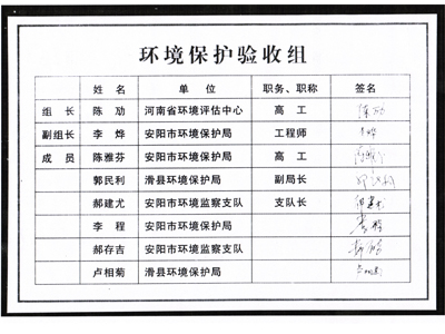 环境保护验收组